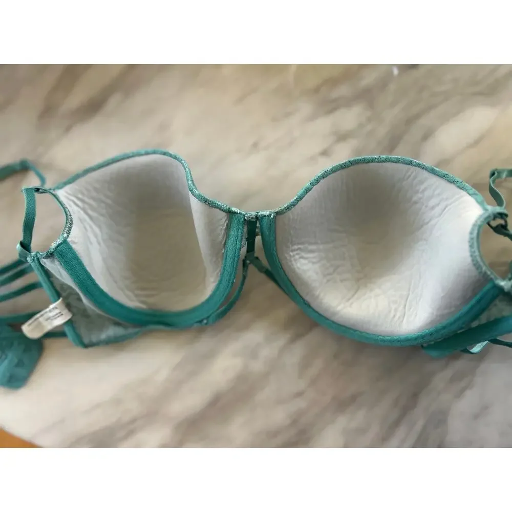Intimately Free People Teal Green Leopard Cage Bra 34C